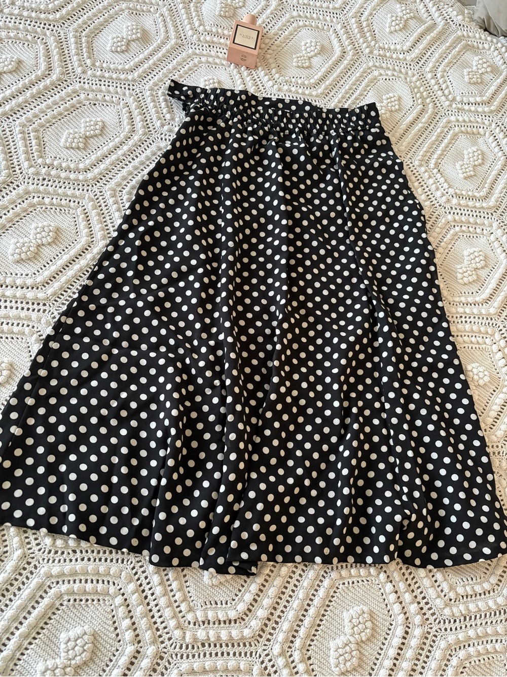 Black and White Polka Dot Midi Skirt